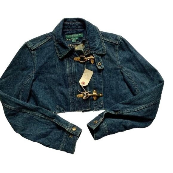 Custom Denim Jacket Floral Applique Small Handmade Art to Wear OOAK Cottage - Picture 2 of 4